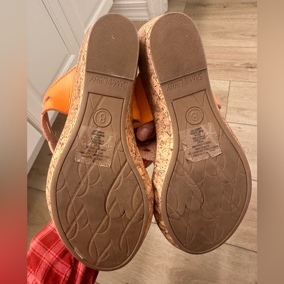 Sam & Libby Womens Leather Cut Out Cork Wedge Thong Sandals - Picture 8 of 8